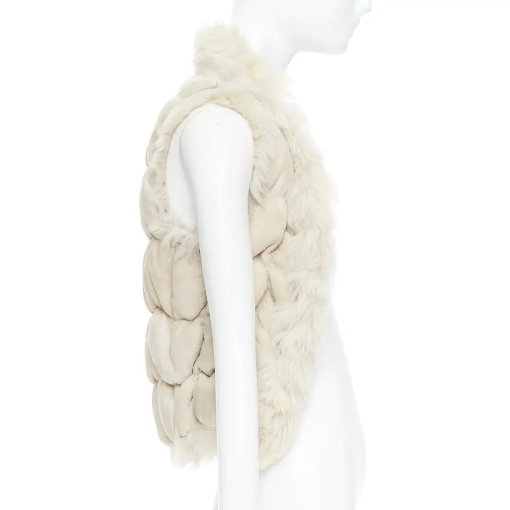 Joseph Beige Fur Bolero Vest Beige Leather Fair - Model View