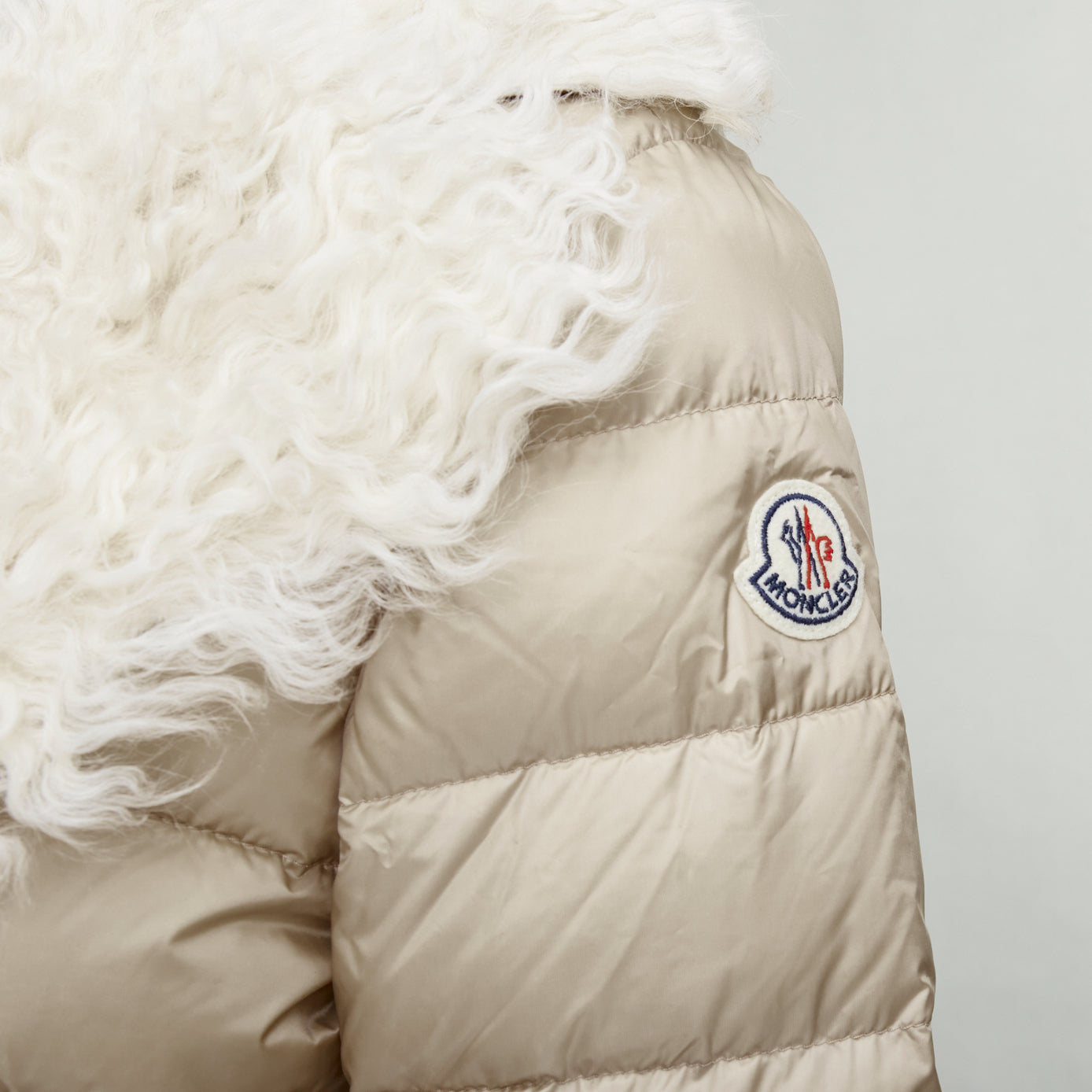 Moncler Beige Shearling Down Jacket - Back view