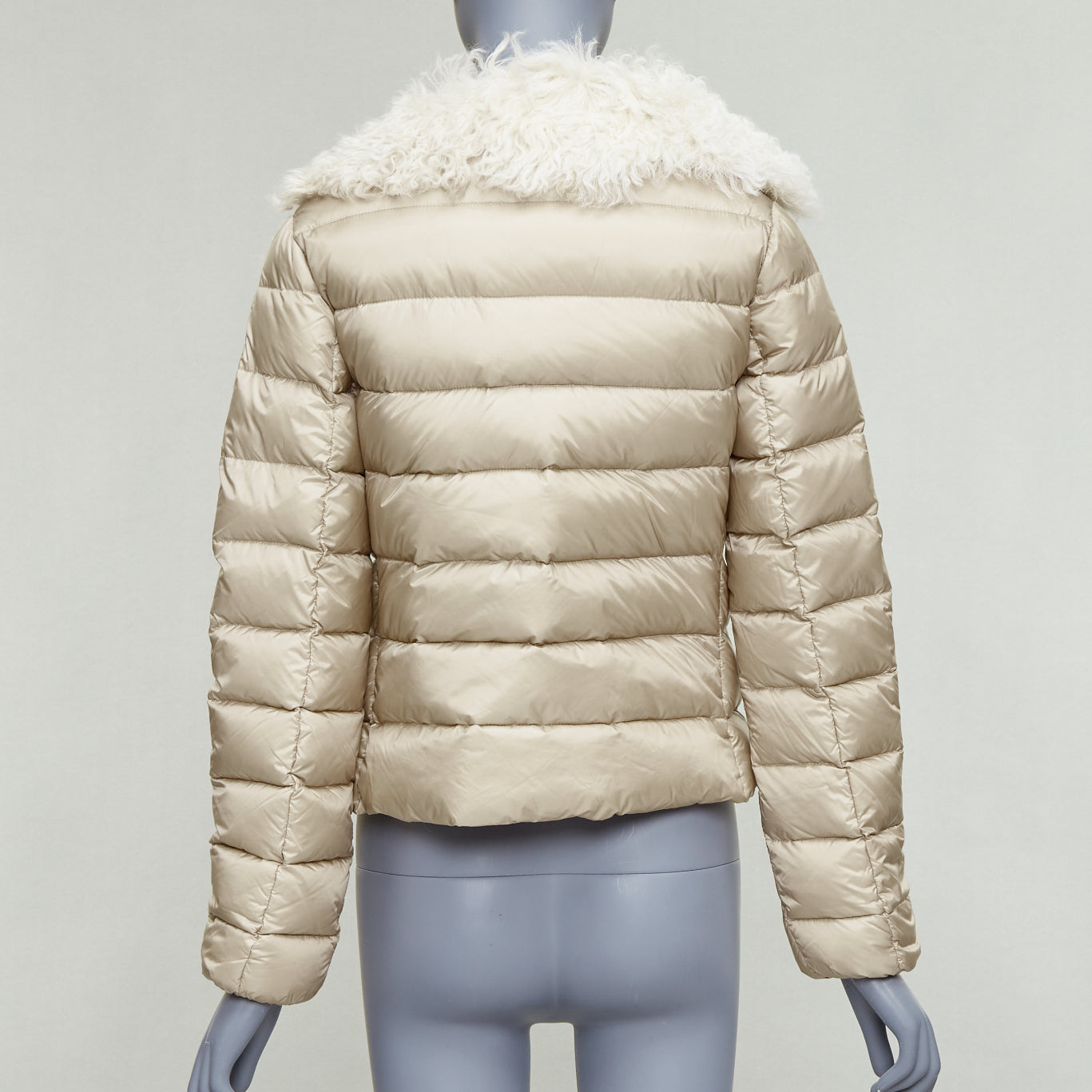 Moncler Beige Shearling Down Jacket - Detail 1