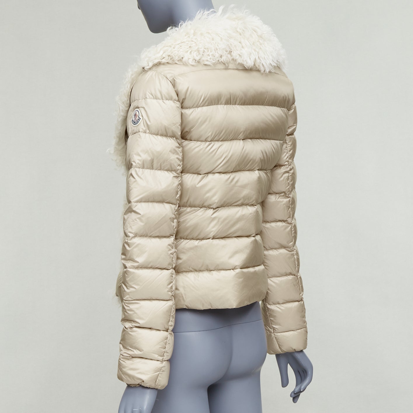 Moncler Beige Shearling Down Jacket - Detail 2
