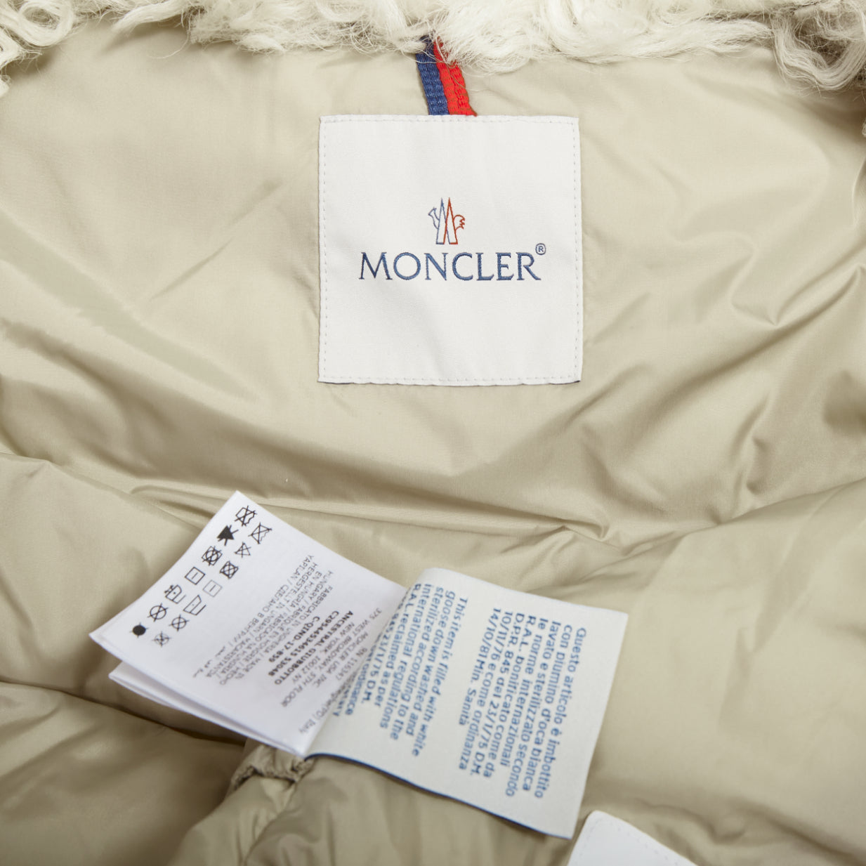 Moncler Beige Shearling Down Jacket - Image 11