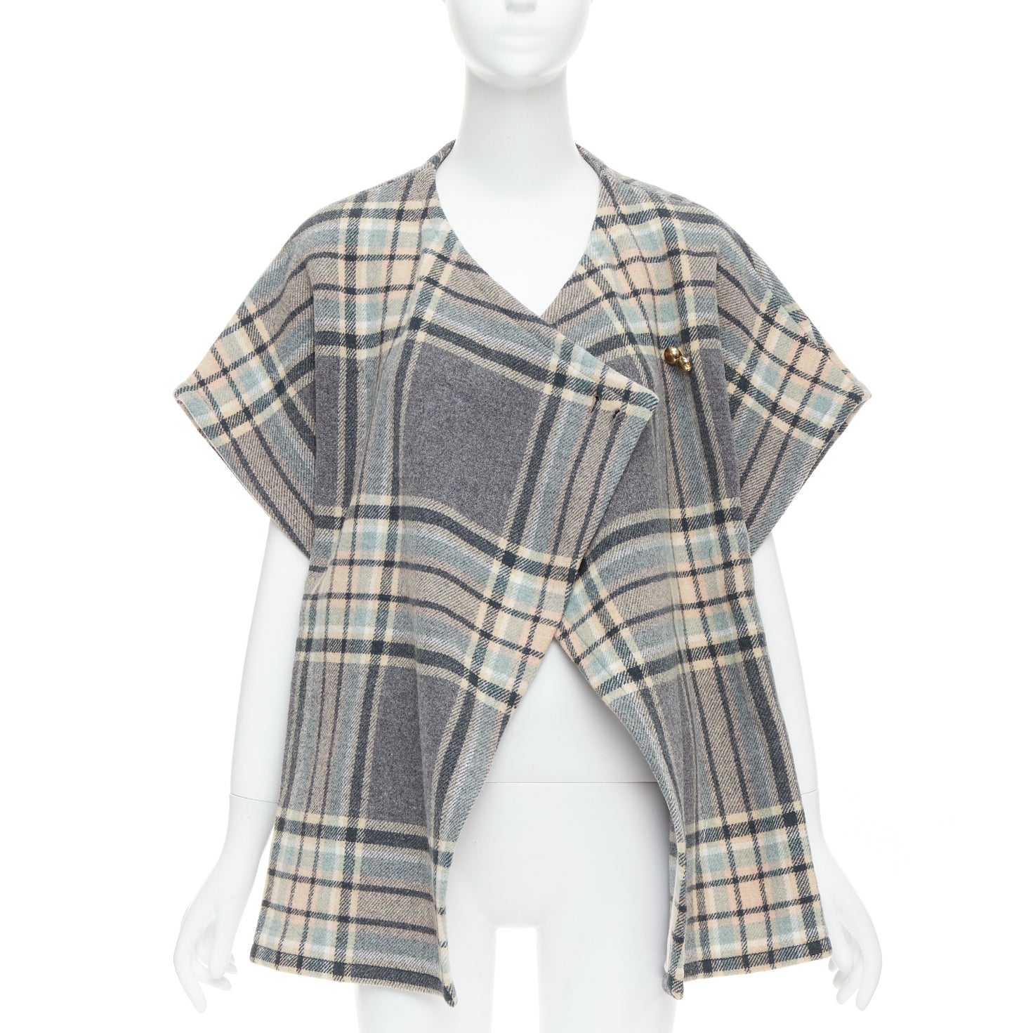 Chloe Grey Checked Cape Top