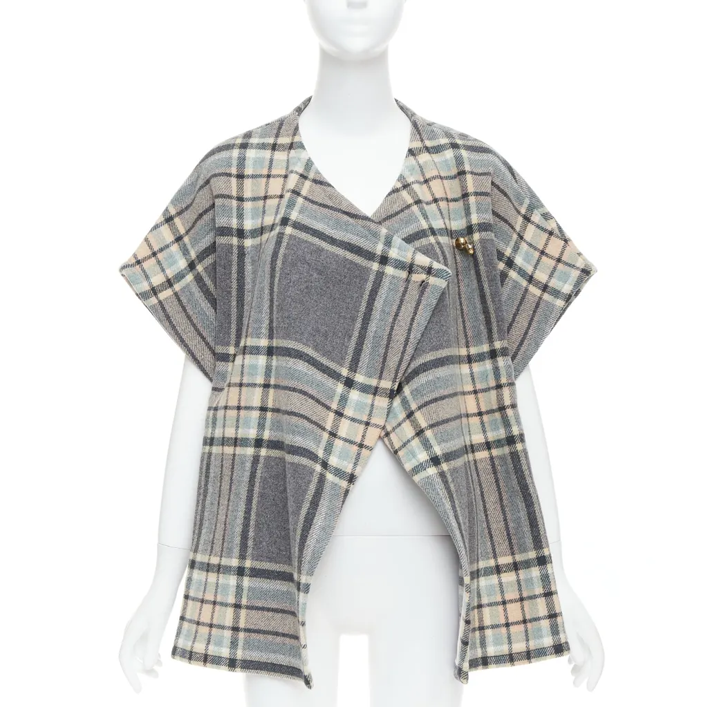 Chloé Grey Checked Cape Top Pink Wool Very good - Front View