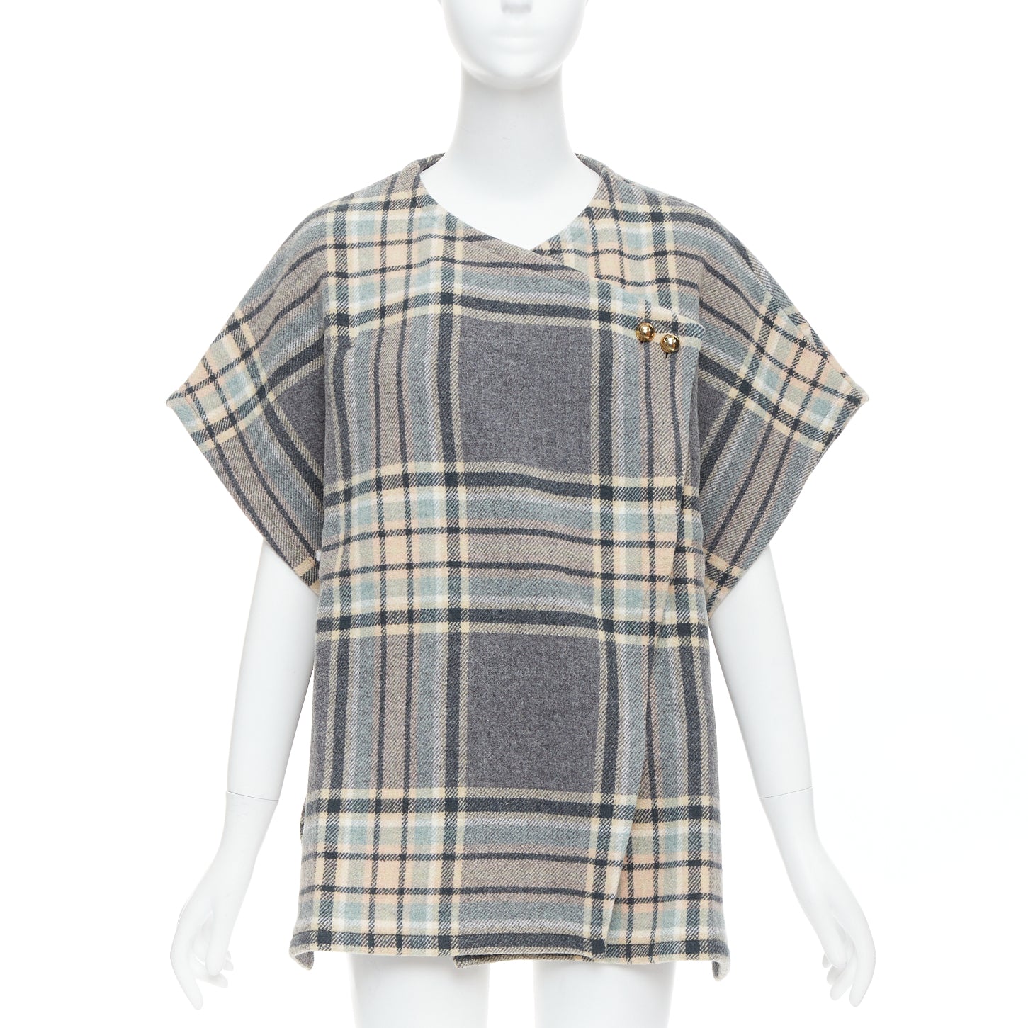 Chloe Grey Checked Cape Top - Image 6