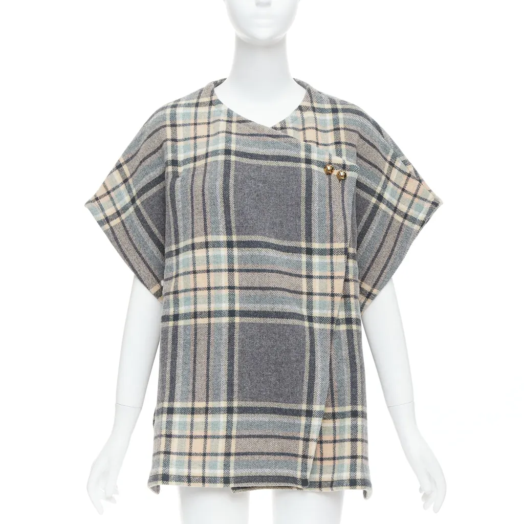 Chloé Grey Checked Cape Top Pink Wool Very good - Inside View
