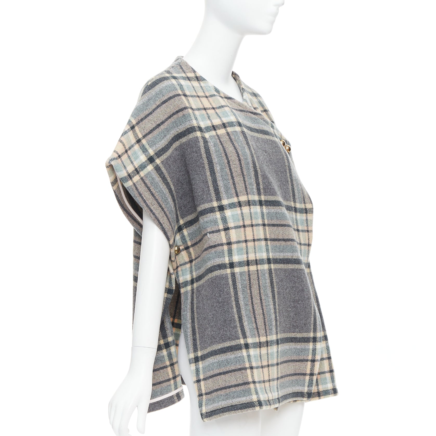 Chloe Grey Checked Cape Top - 4