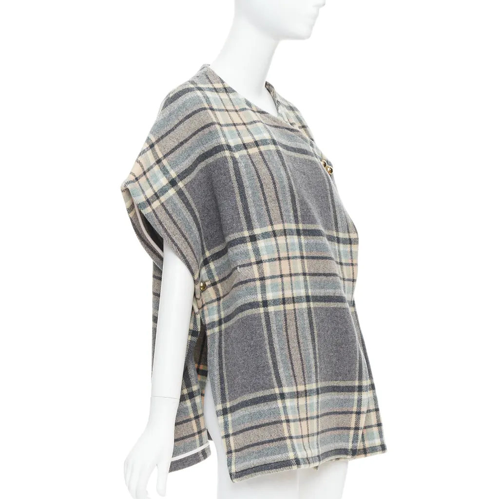 Chloé Grey Checked Cape Top Pink Wool Very good - Model View