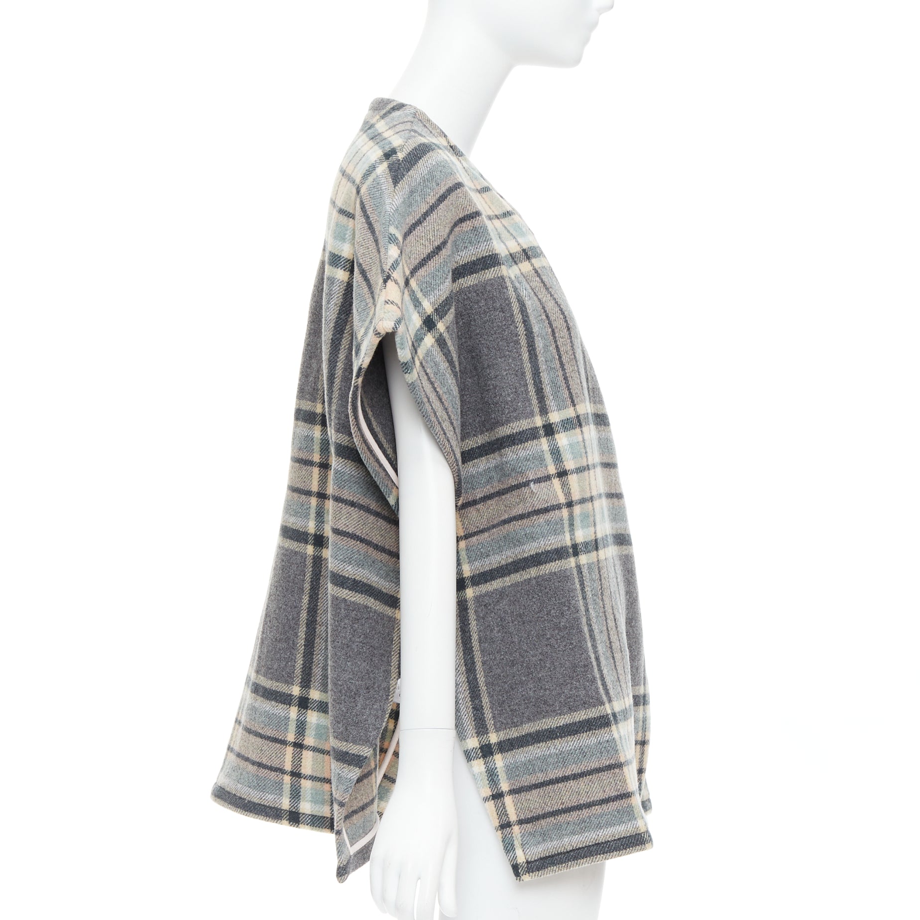 Chloe Grey Checked Cape Top - Side view