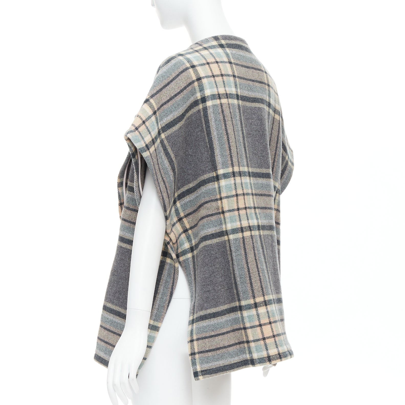 Chloe Grey Checked Cape Top - Detail 2