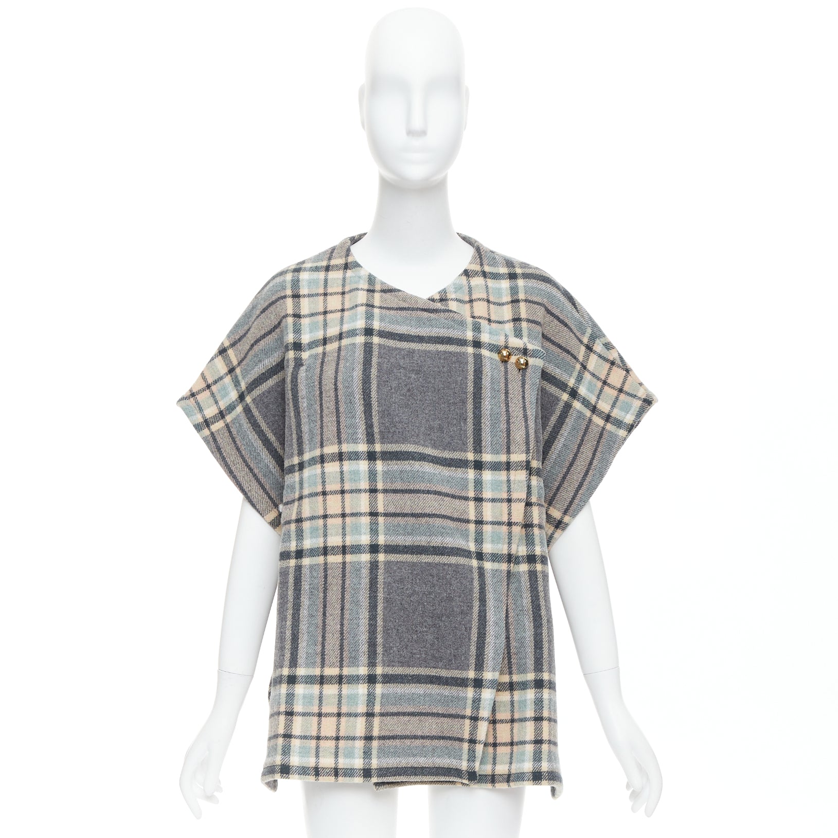 Chloe Grey Checked Cape Top - Image 12