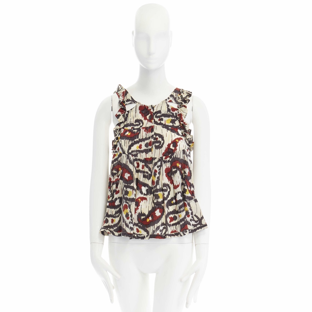 Isabel Marant Ikat Silk Cutout Top