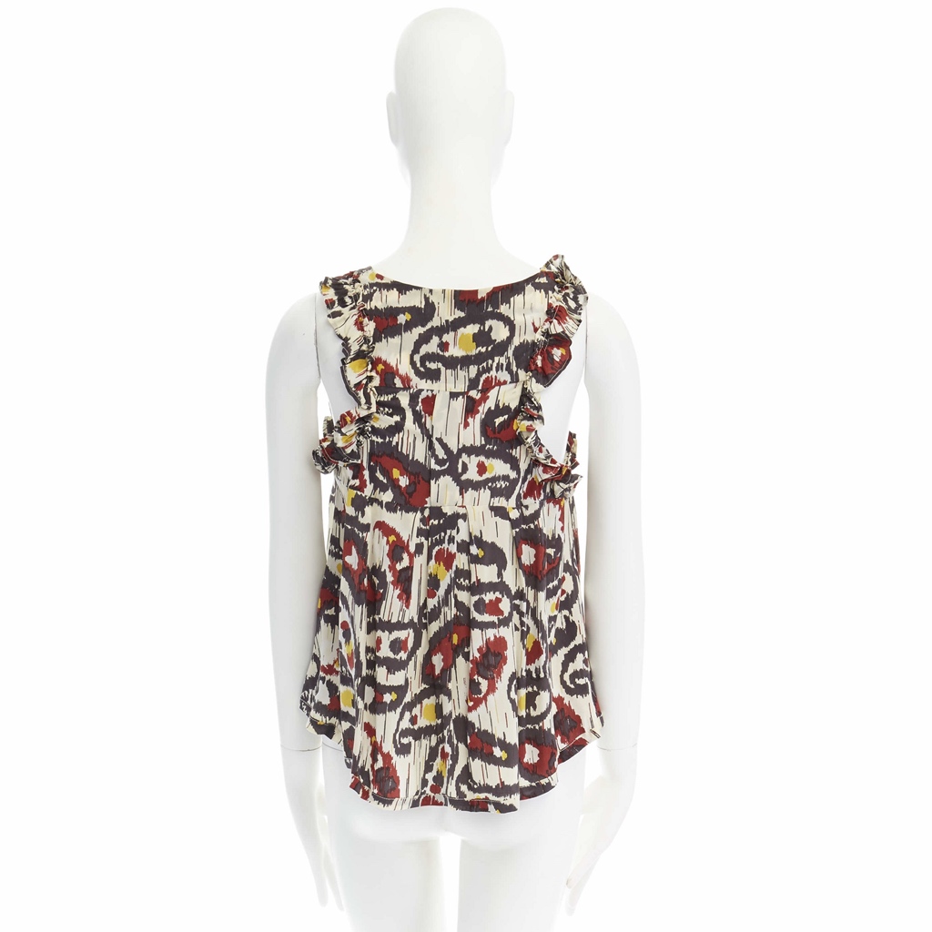 Isabel Marant Ikat Silk Cutout Top - 4