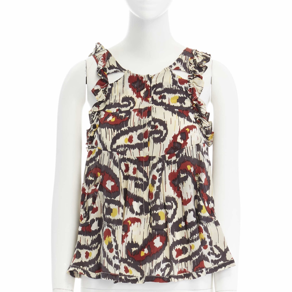 Isabel Marant Ikat Silk Cutout Top - Image 12
