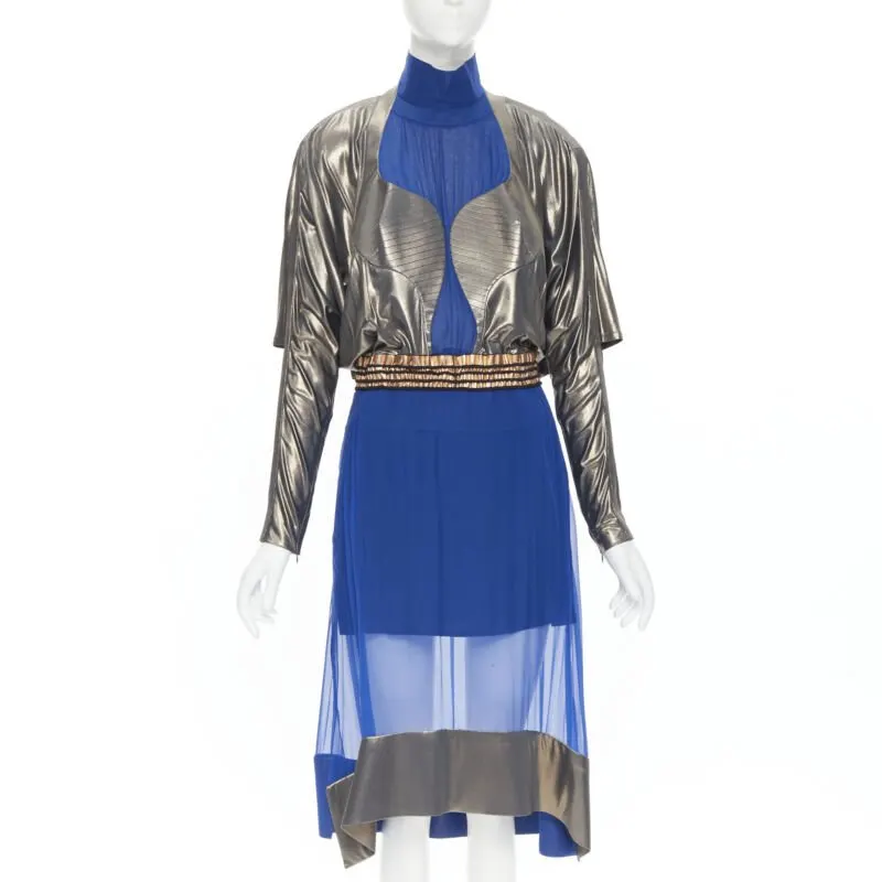 Balenciaga Futuristic Bustier Dress Blue Silk Never worn, with tag - Front View