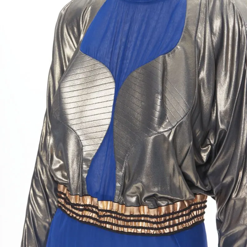 Balenciaga Futuristic Bustier Dress Blue Silk Never worn, with tag - Back View