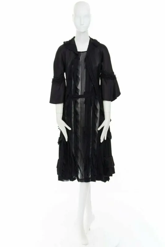 Comme Des Garcons Victorian Ruffle Dress Black Silk Never worn - Inside View