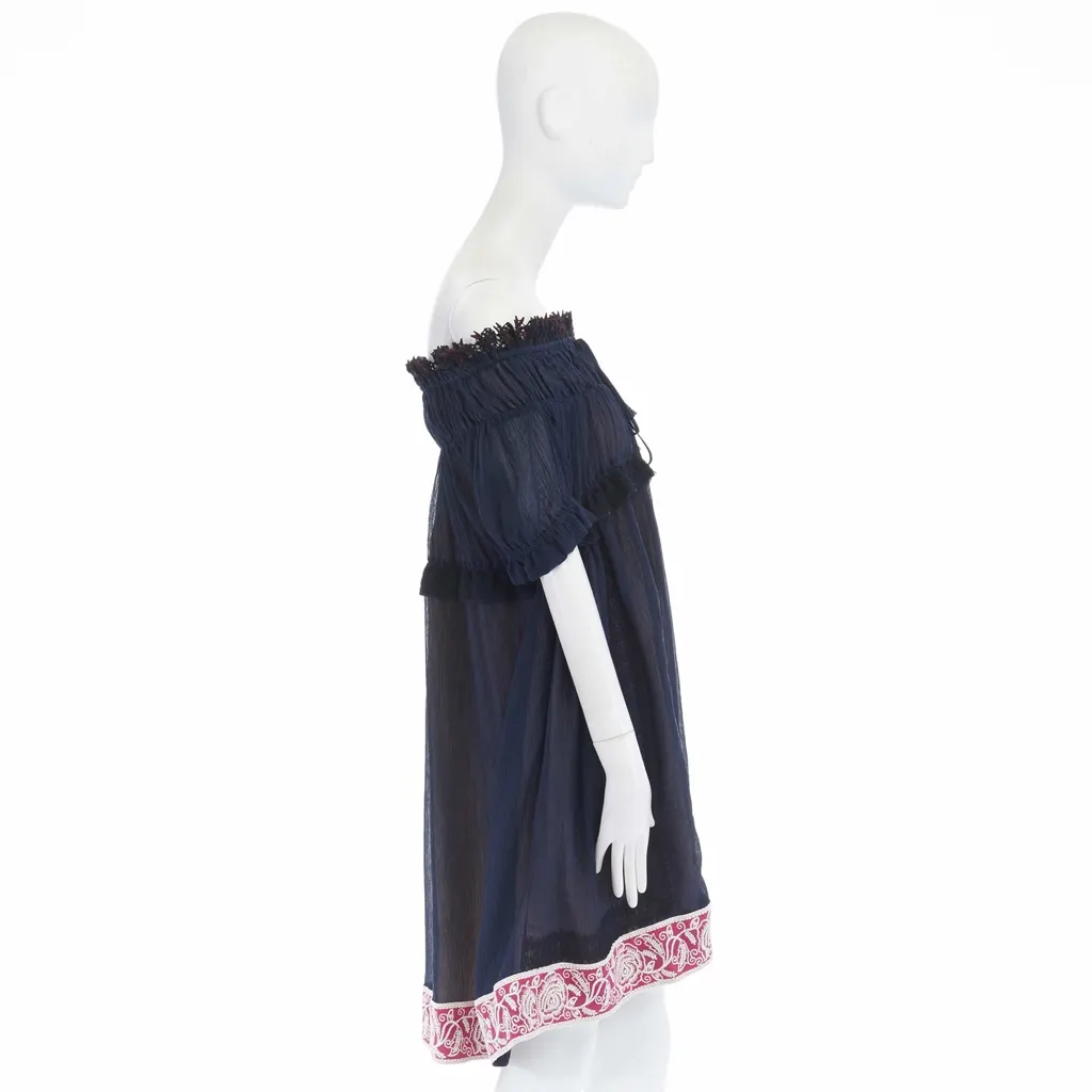 Chloé Boho Lace Dress Navy Cotton Never worn, with tag - Box View
