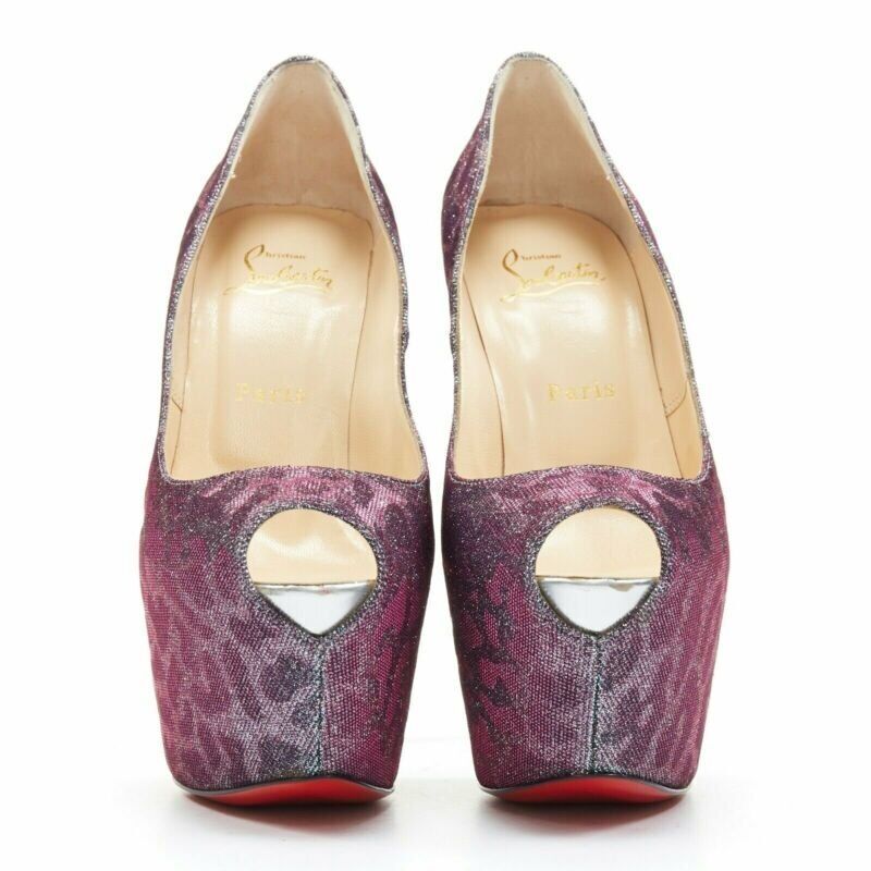 Christian Louboutin Blue Lame Platforms - Image 6