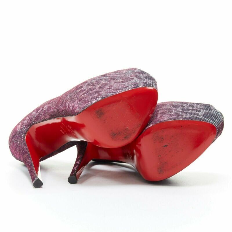 Christian Louboutin Blue Lame Platforms - Detail 1