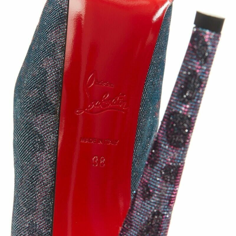 Christian Louboutin Blue Lame Platforms - Image 13