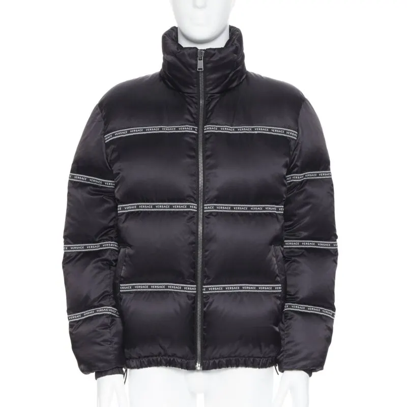 Versace Black Ribbon Jacket Black Polyamide Never worn, with tag - Model View
