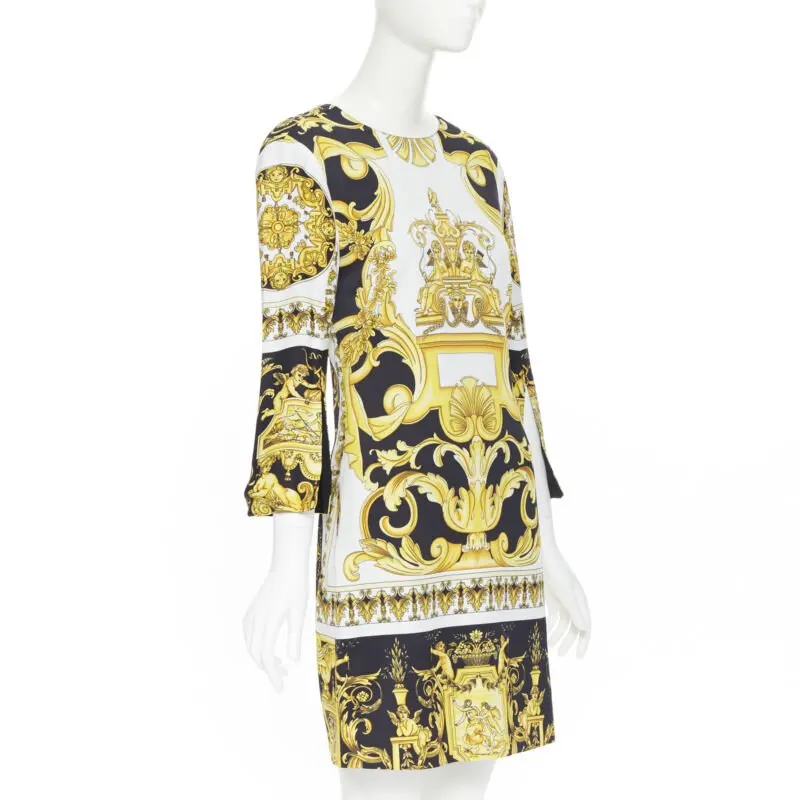 Versace Baroque dress Gold Viscose Never worn, with tag - Model View