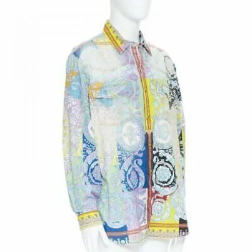 Versace Baroque Medusa Shirt Blue Cotton Never worn, with tag - Back View