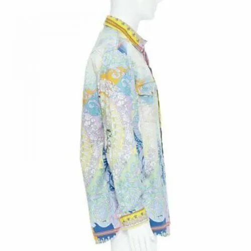 Versace Baroque Medusa Shirt Blue Cotton Never worn, with tag - Inside View