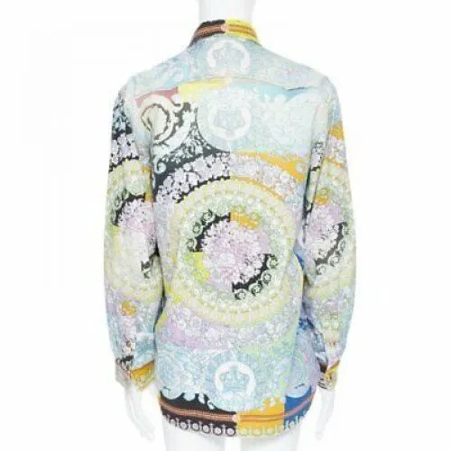 Versace Baroque Medusa Shirt Blue Cotton Never worn, with tag - Model View