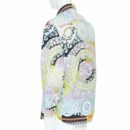Versace Baroque Medusa Shirt Blue Cotton Never worn, with tag - Box View