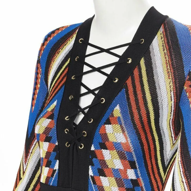 Balmain Tribal Knit Dress MultiColor Viscose Never worn - Back View