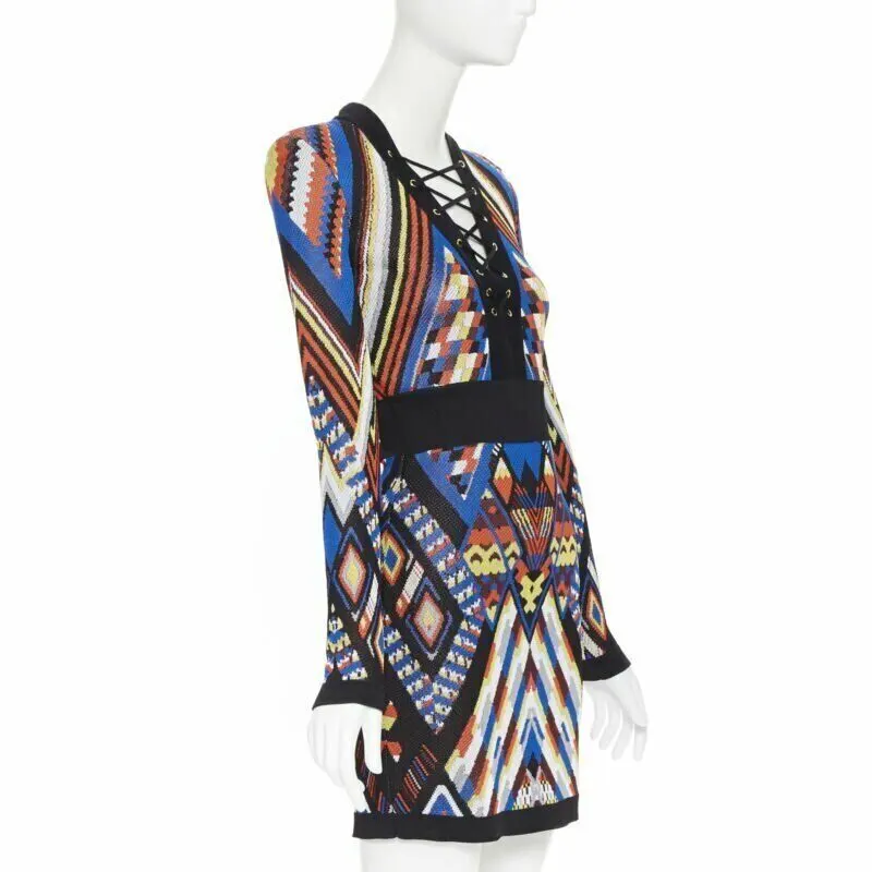 Balmain Tribal Knit Dress MultiColor Viscose Never worn - Inside View