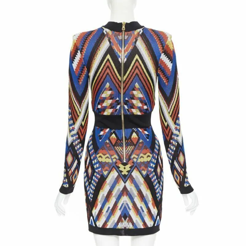 Balmain Tribal Knit Dress MultiColor Viscose Never worn - Box View