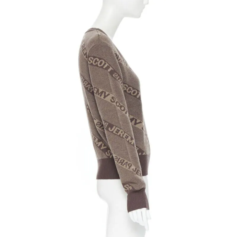 Jeremy Scott Logo Intarsia Sweater Brown Wool Never worn - Box View