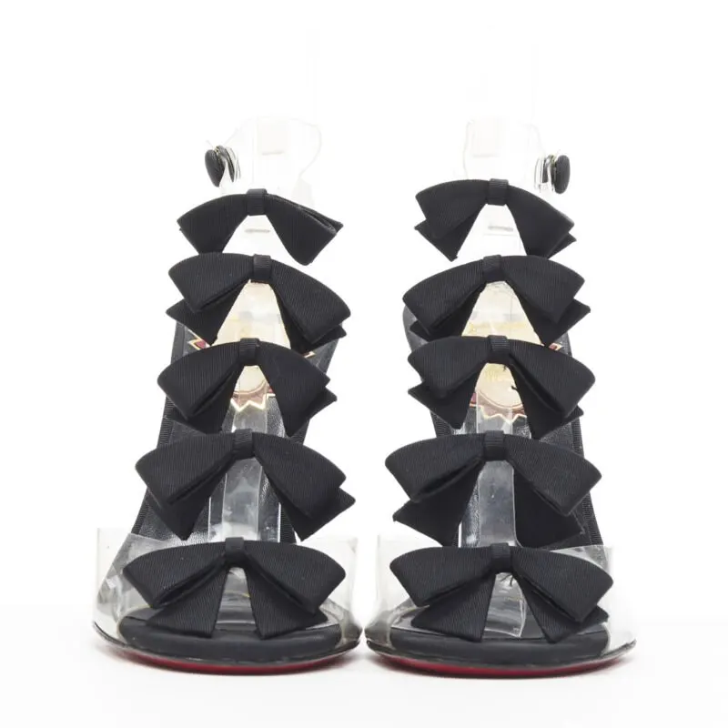 Christian Louboutin Grosgrain Strap Heels Black Plastic Good - Inside View
