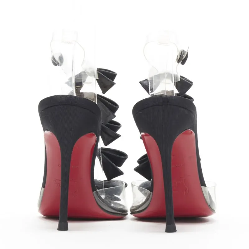 Christian Louboutin Grosgrain Strap Heels Black Plastic Good - Box View