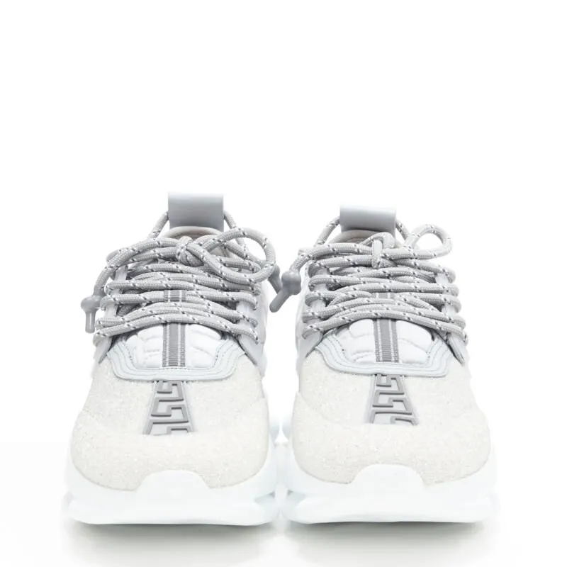 Versace Rhinestone Sneakers Silver Never worn - Model View