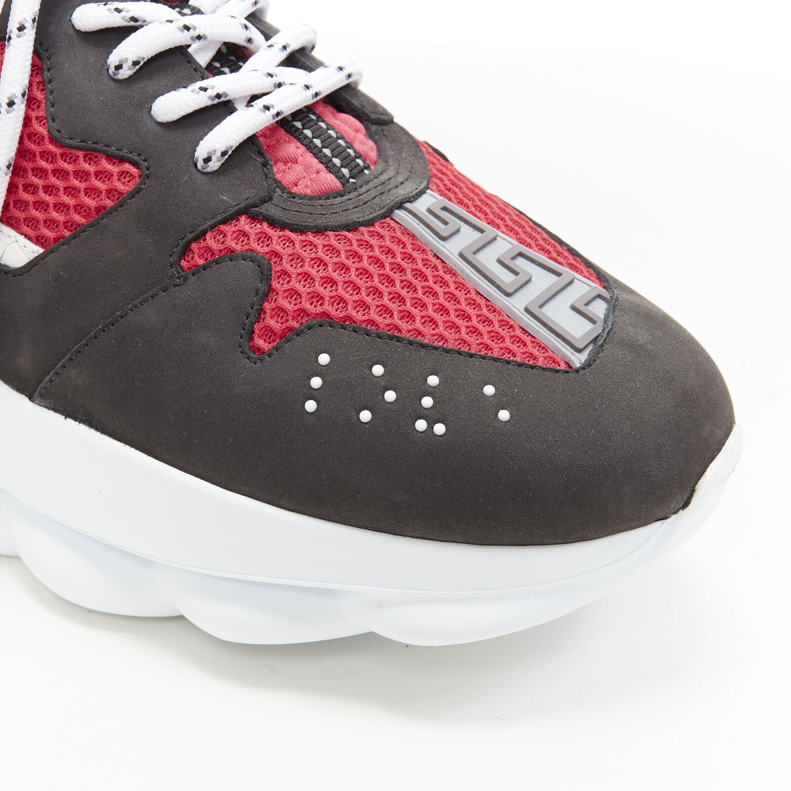 Versace Burgundy Spike Sneakers - Image 10