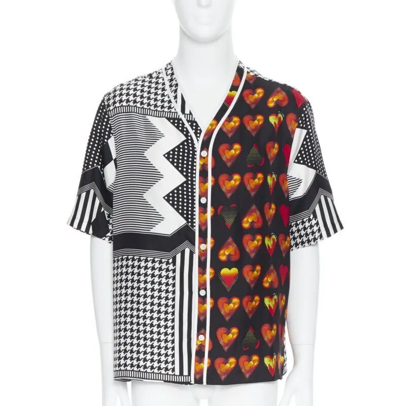 Versace Love Heart Shirt Black Silk Never worn, with tag - Front View