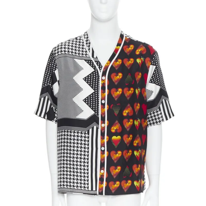 Versace Love Heart Shirt Black Silk Never worn, with tag - Front View
