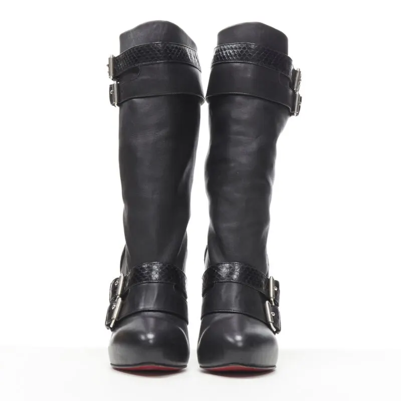 Christian Louboutin Chunky Rubber Ankle Boots Black Leather Good - Inside View