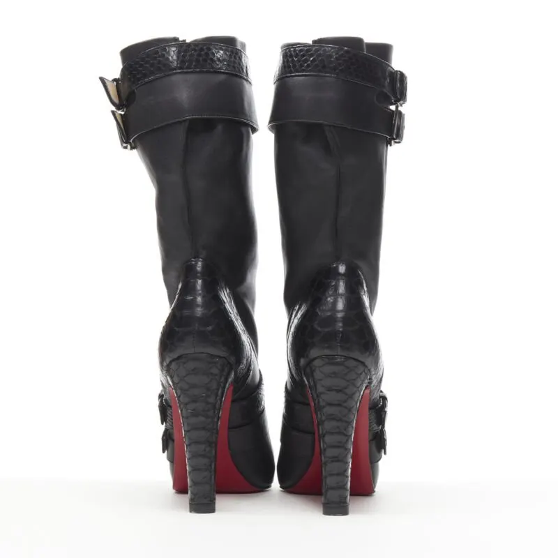 Christian Louboutin Chunky Rubber Ankle Boots Black Leather Good - Box View