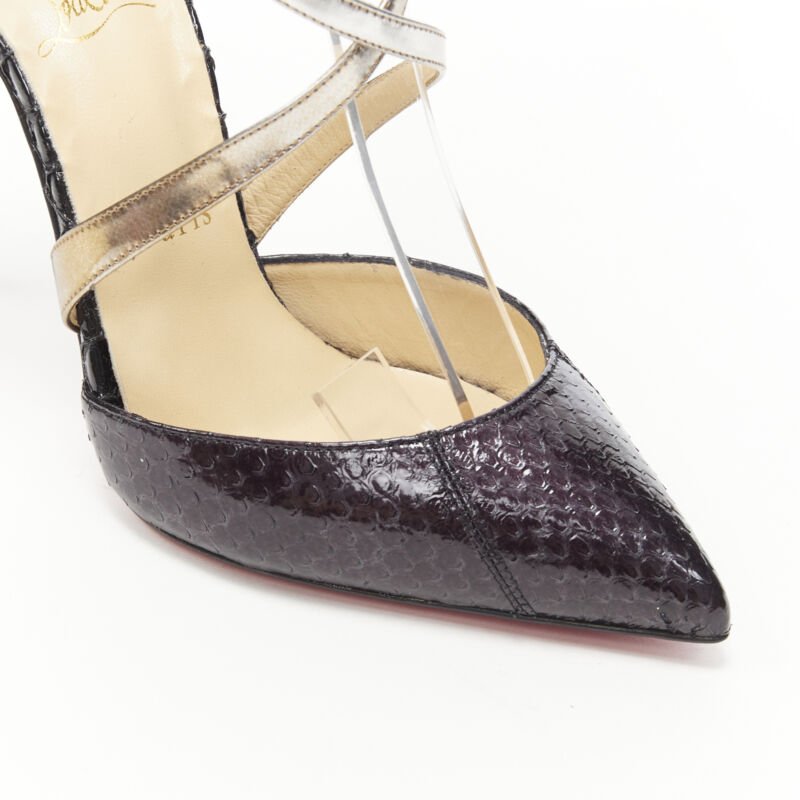 Christian Louboutin Metallic Cross Pumps - Image 10