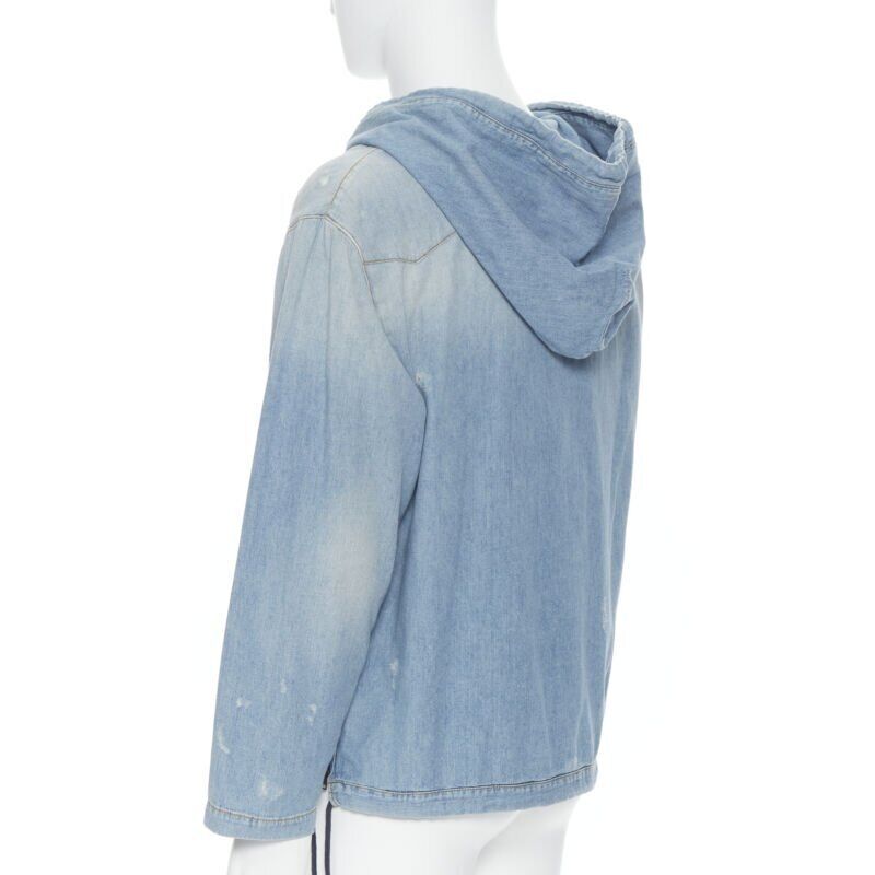 Saint Laurent Destroyed Lace Up Hoodie - Detail 1