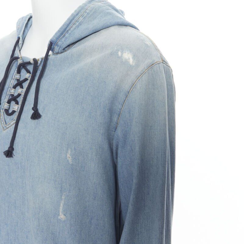 Saint Laurent Destroyed Lace Up Hoodie - Image 10