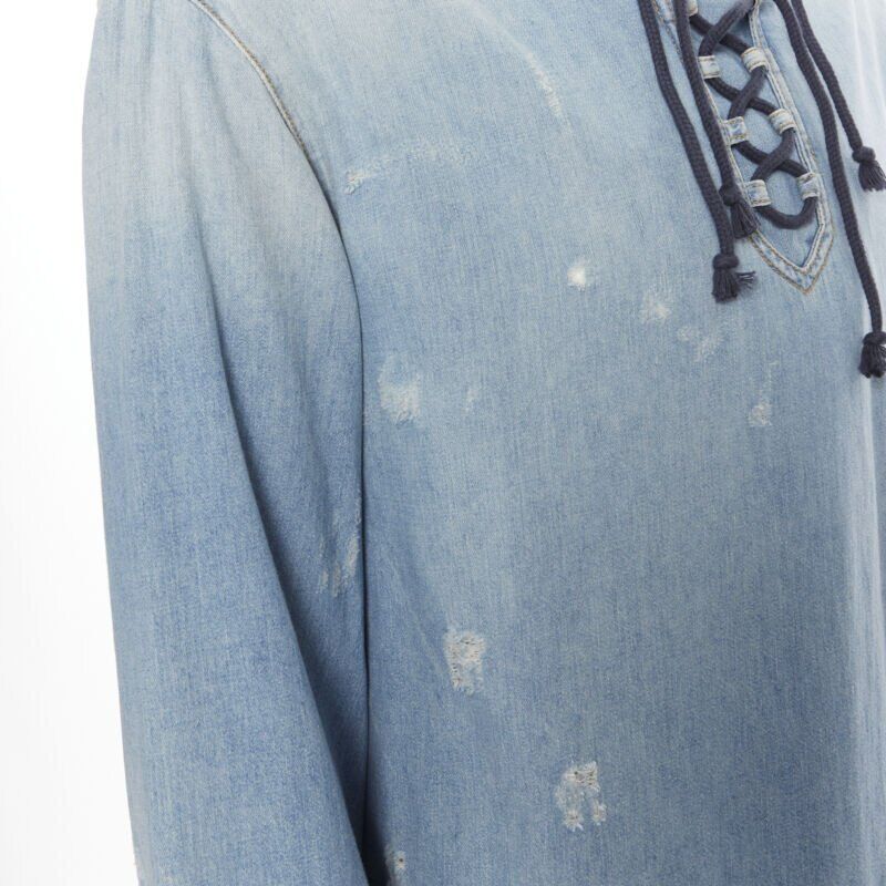 Saint Laurent Destroyed Lace Up Hoodie - Image 11