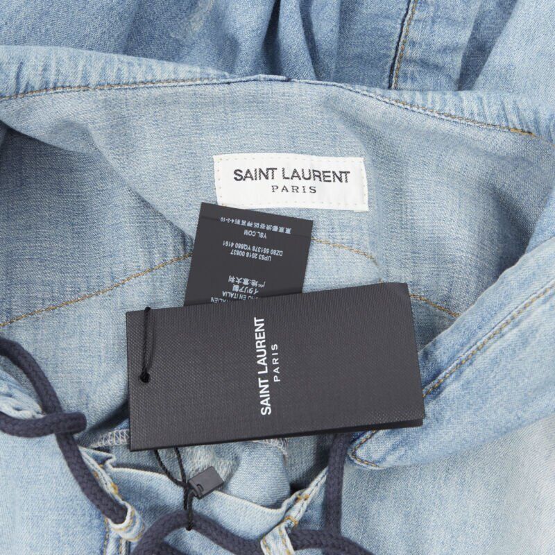 Saint Laurent Destroyed Lace Up Hoodie - Image 13