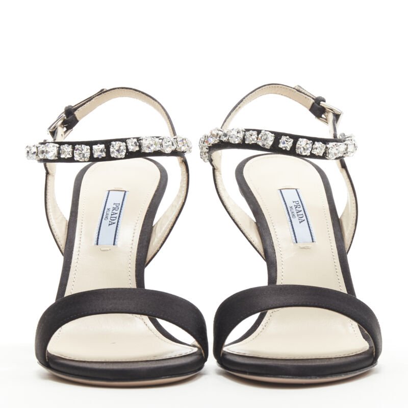 Prada Satin Crystal Sandals - 4