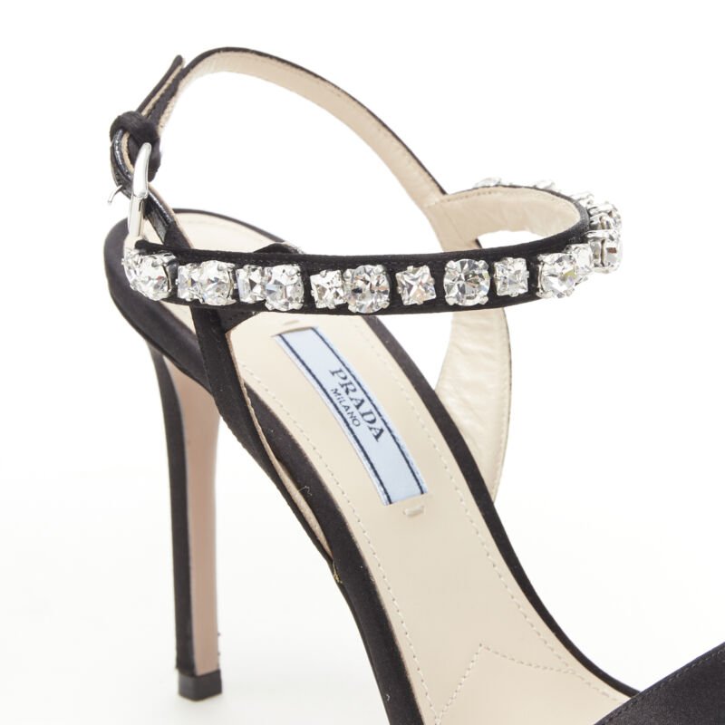 Prada Satin Crystal Sandals - Back view