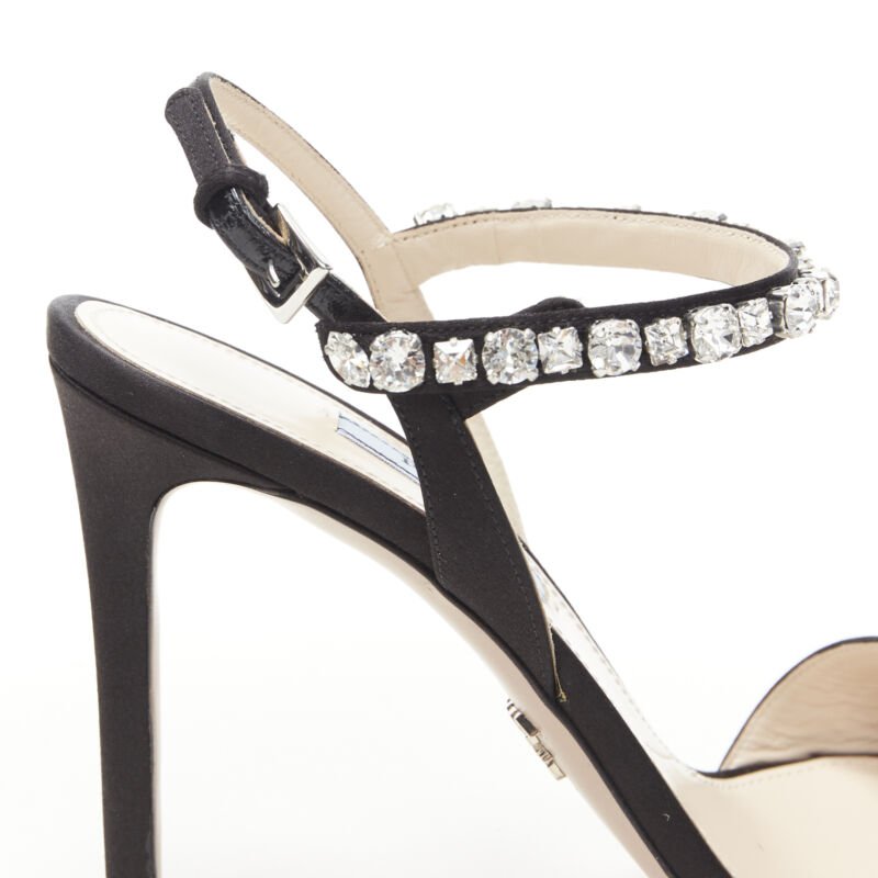 Prada Satin Crystal Sandals - Image 11